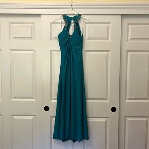 open lace back dress Royal Blue Chiffon Sweetheart Ruffle Tiered Long Prom Dress